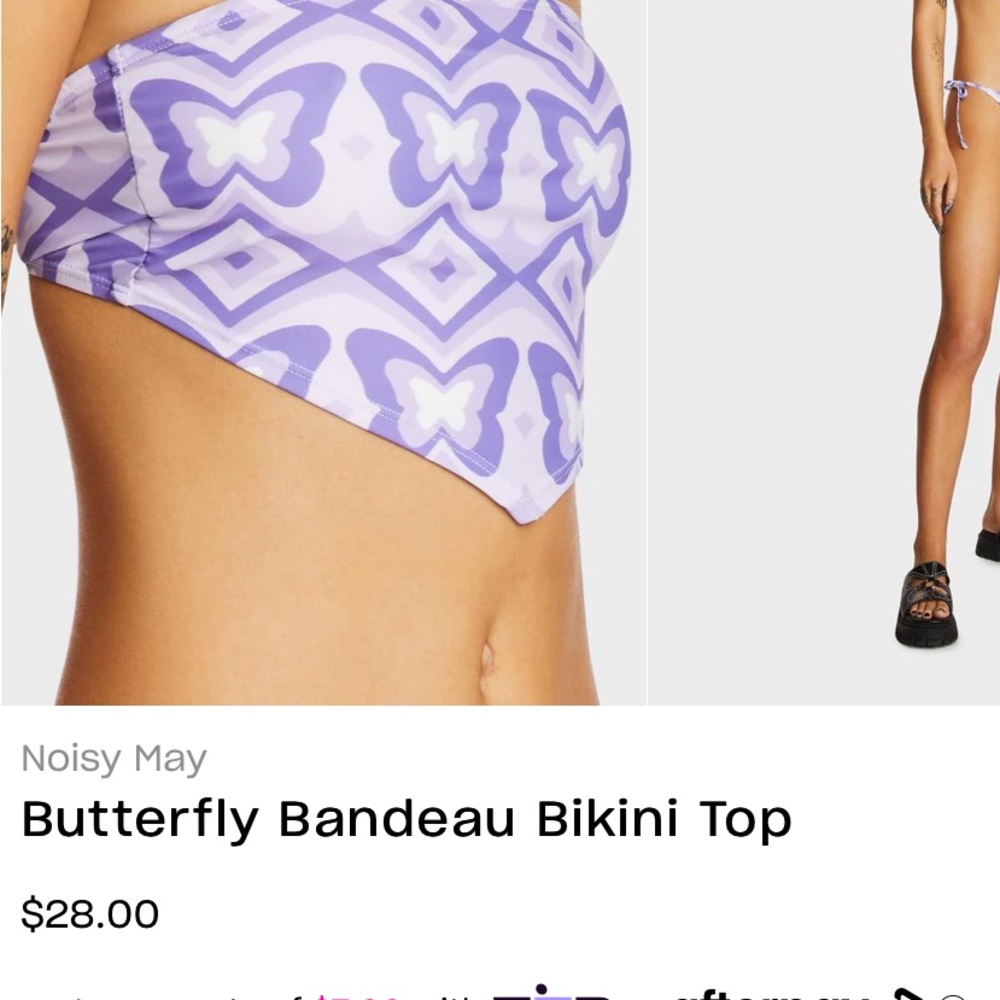 Noisy May Purple and White Butterfly Bikini Top
